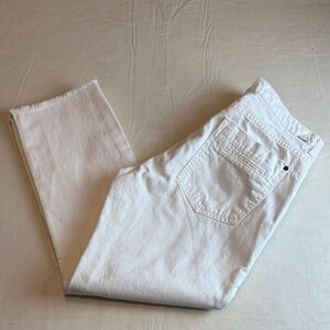 Zara Basic Z1975 Denim Women's White  Distressed Straight Capri Jeans Size 6